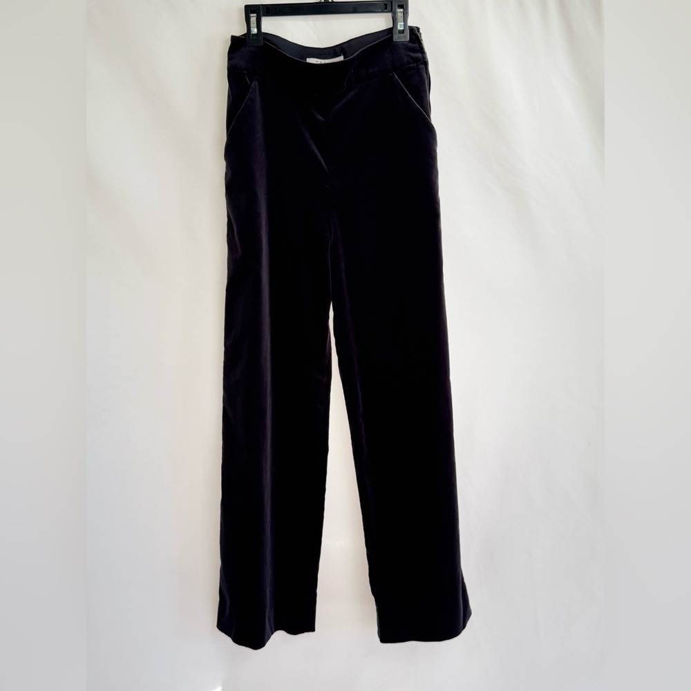 Frame Women Sz 2 Velvet Grey/Black High Waist Straight Leg Pants Side Zip.